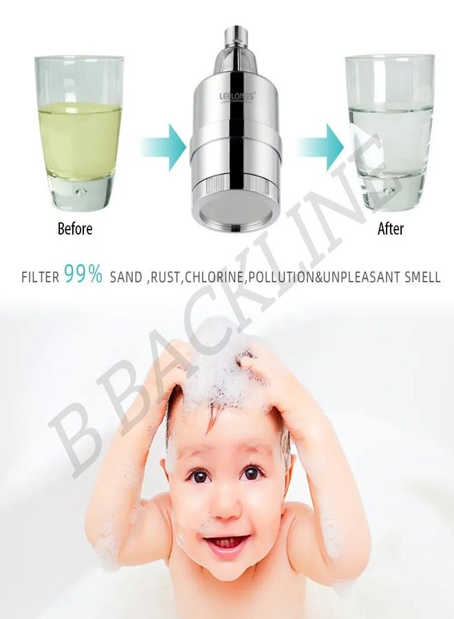 B BACKLINE فلتر دش خلفي للماء العسر | رأس دش مع مُنعم مياه للحمام | يزيل العسر والكلور والشوائب | يحمي الشعر والبشرة | مناسب لآبار المياه الجوفية، وخزانات المياه، ومياه البلدية - Image 5